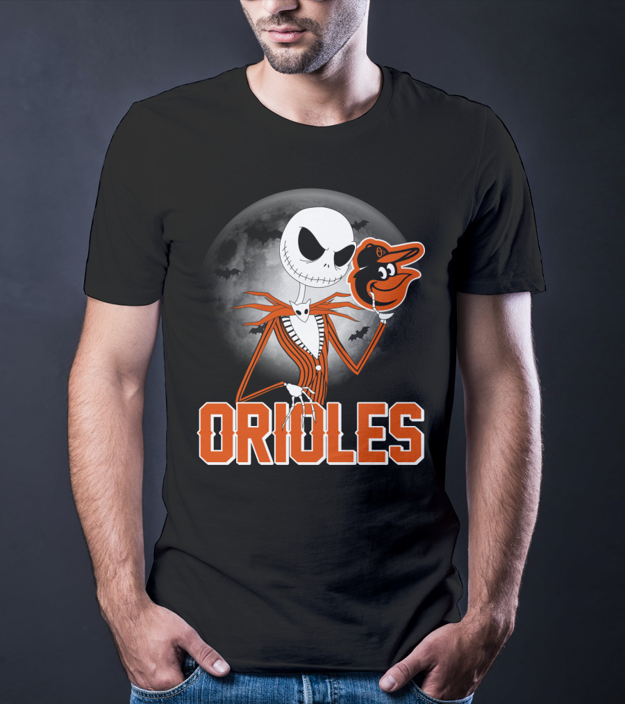 Jack Skellington Halloween Orioless Moon Bat T-Shirt