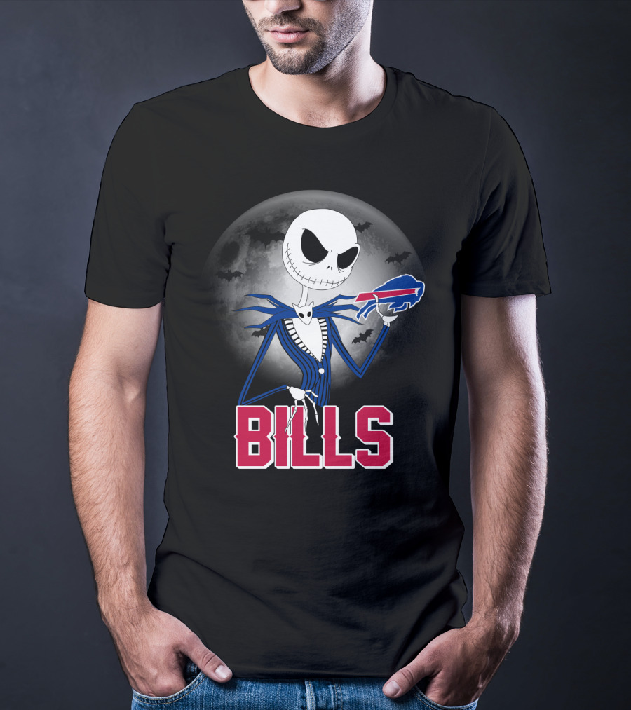 Jack Skellington Halloween Buffalo Bills Moon Bats T-Shirt