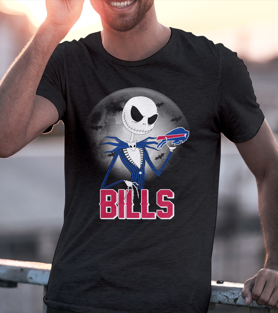 Jack Skellington Halloween Buffalo Bills Moon Bats T-Shirt