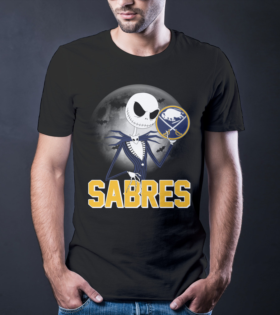 Sabres Jack Skellington Halloween Buffalo Moon Scene T-Shirt