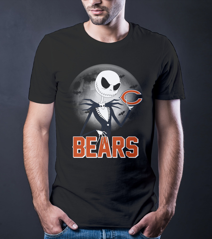 Jack Skellington Chicago Bears Halloween Moon T-Shirt