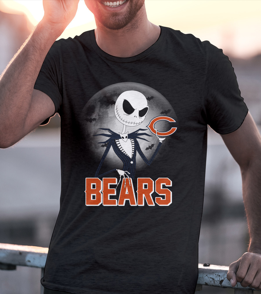Jack Skellington Chicago Bears Halloween Moon T-Shirt