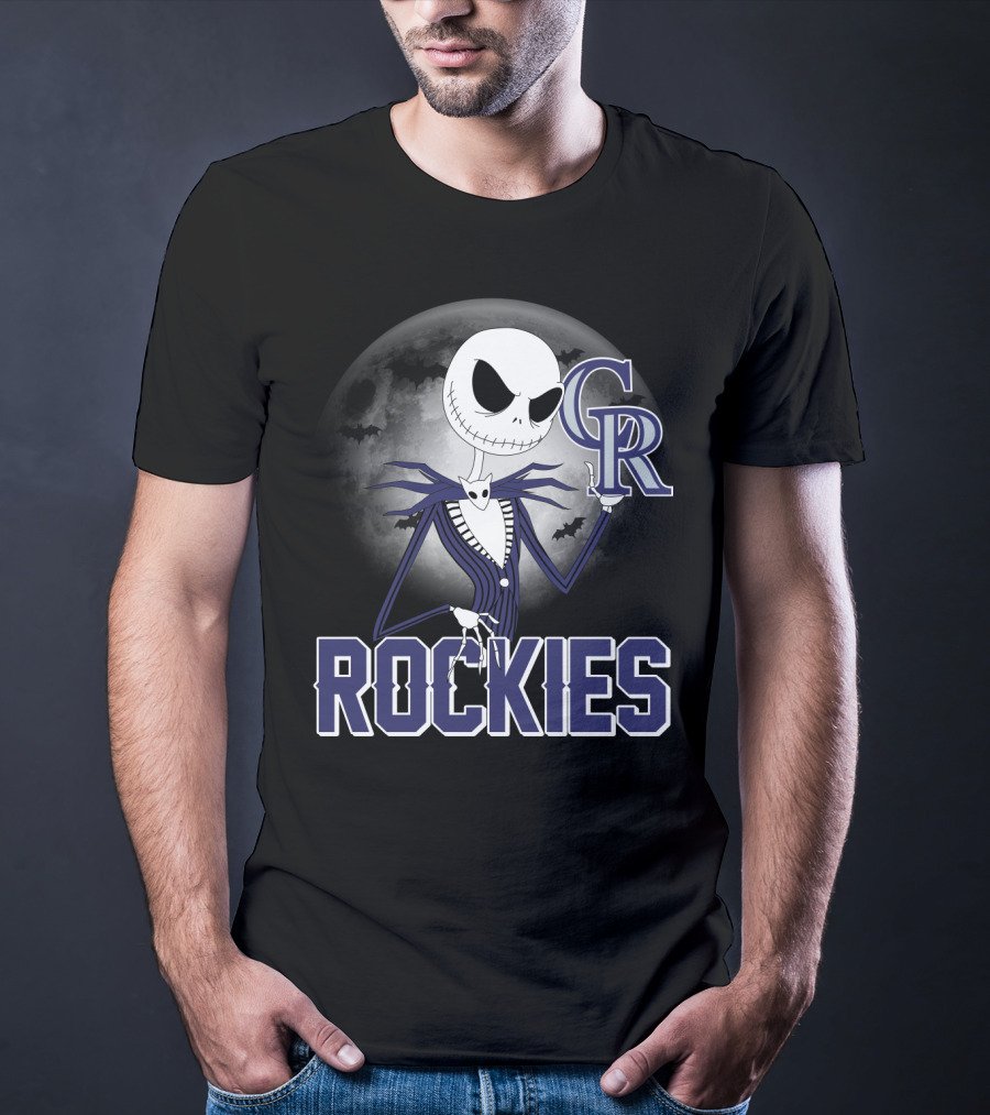 Jack Skellington Halloween Colorado Rockies Moon T-Shirt