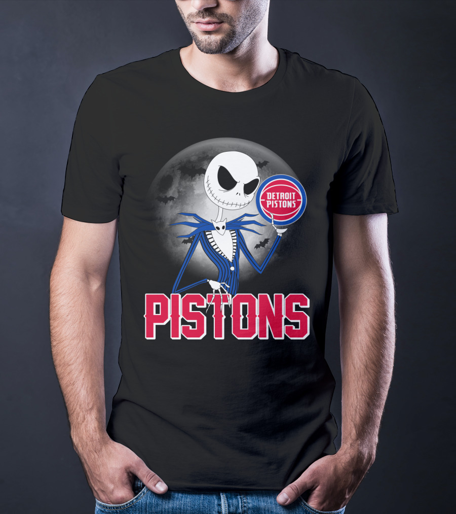 Jack Skellington Detroit Pistons Halloween Moon T-Shirt