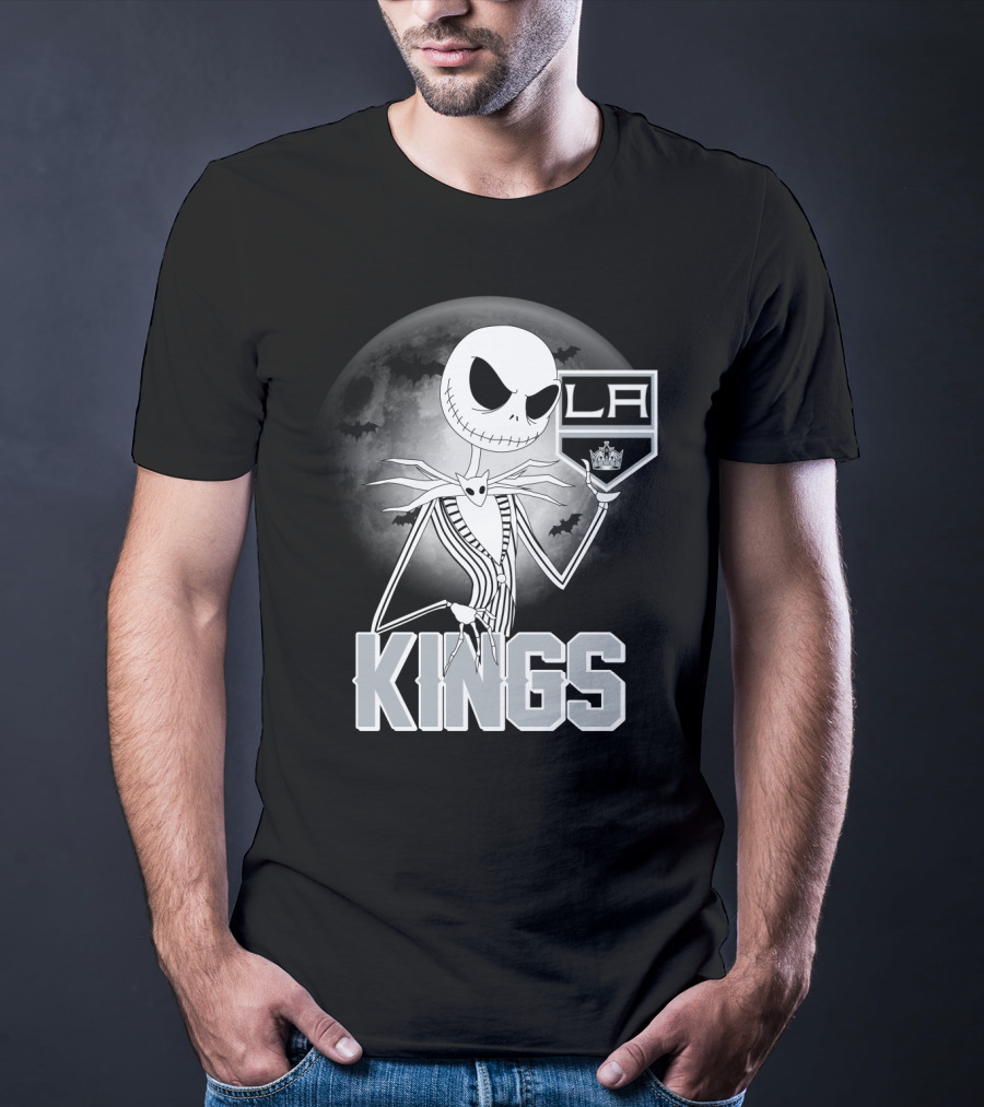 Jack Skellington Los Angeles Kings Halloween Moon Background T-Shirt