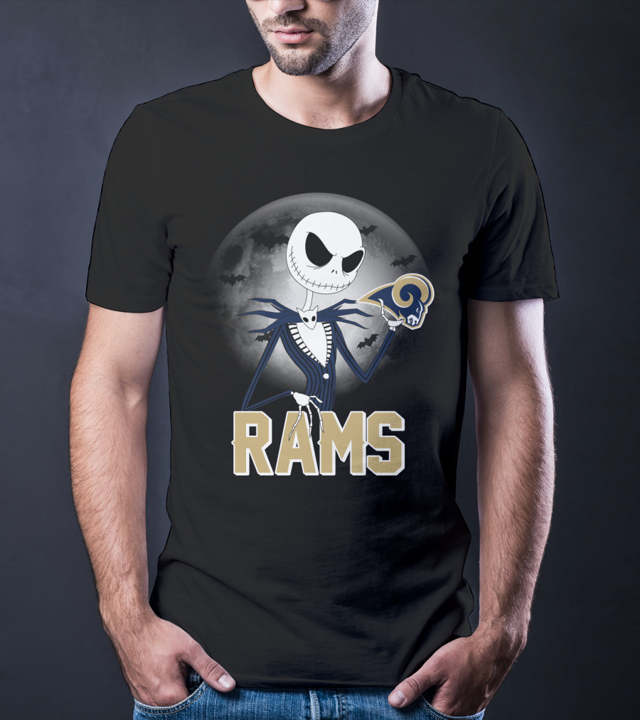Jack Skellington Halloween Rams Moon Logos T-Shirt