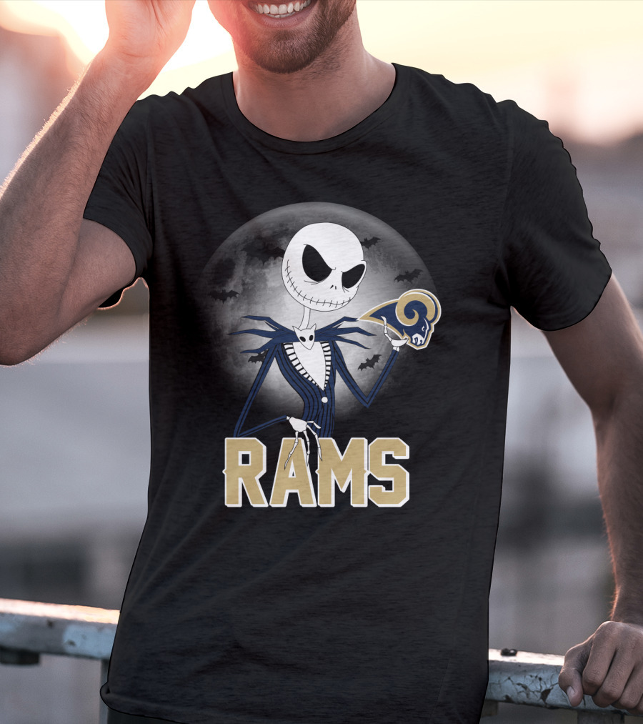Jack Skellington Halloween Rams Moon Logos T-Shirt
