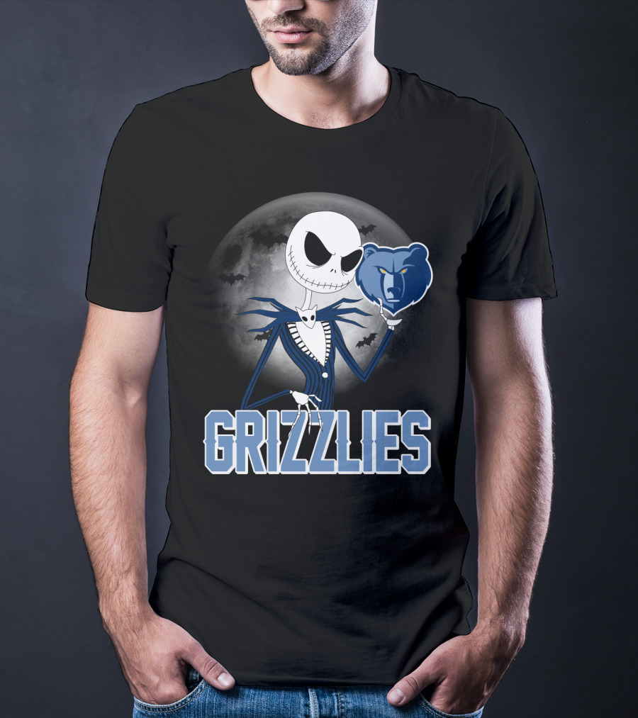 Jack Skellington Grizzlies Halloween Moon T-Shirt