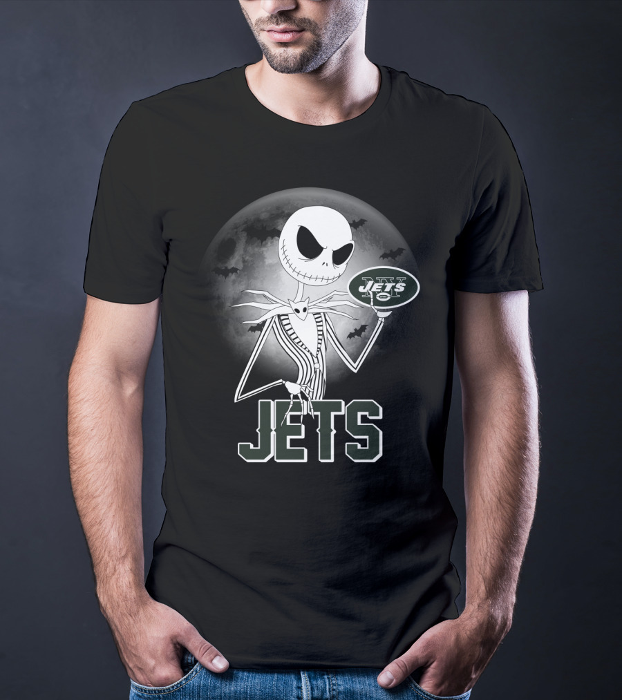Jack Skellington Halloween New York Jets Moonlit T-Shirt