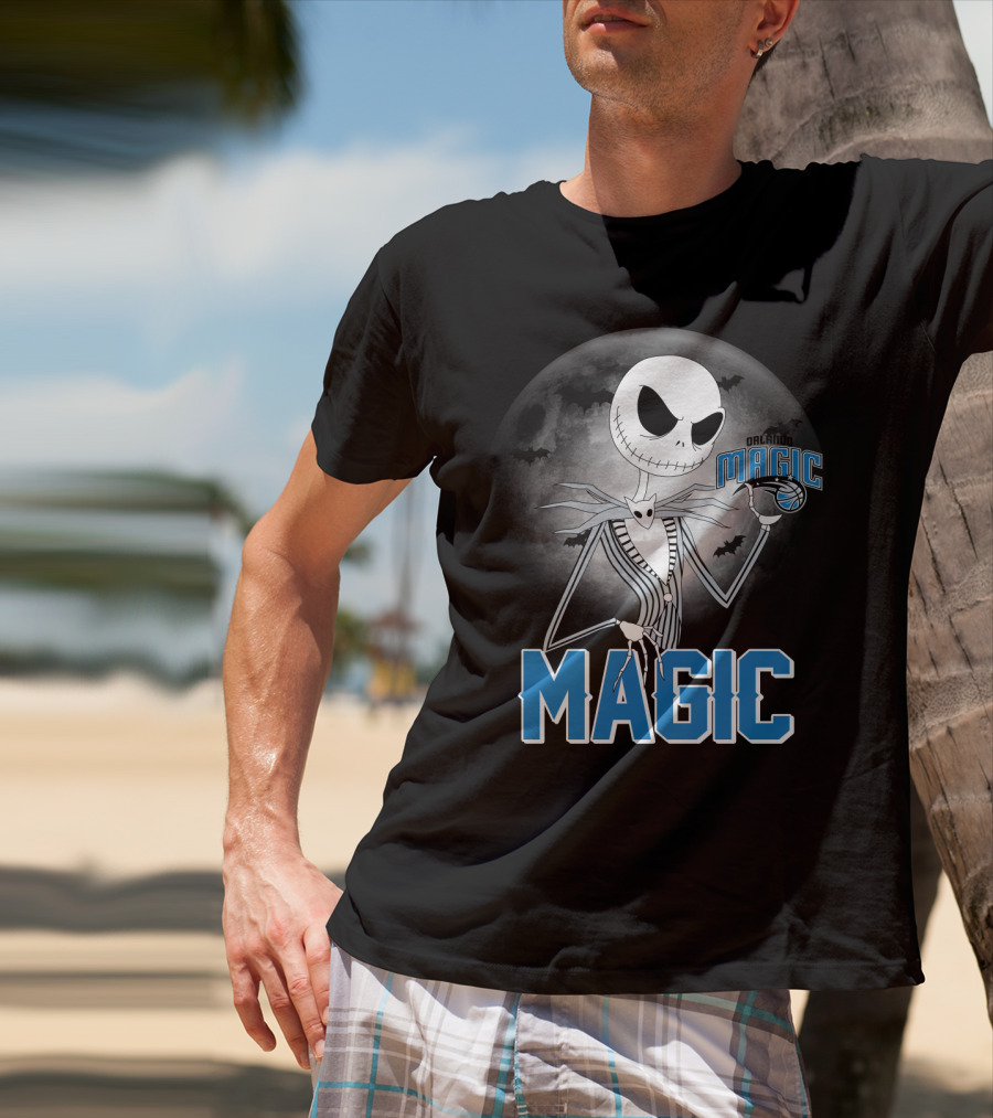 Jack Skellington Orlando Magic Halloween Moon Bats T-Shirt