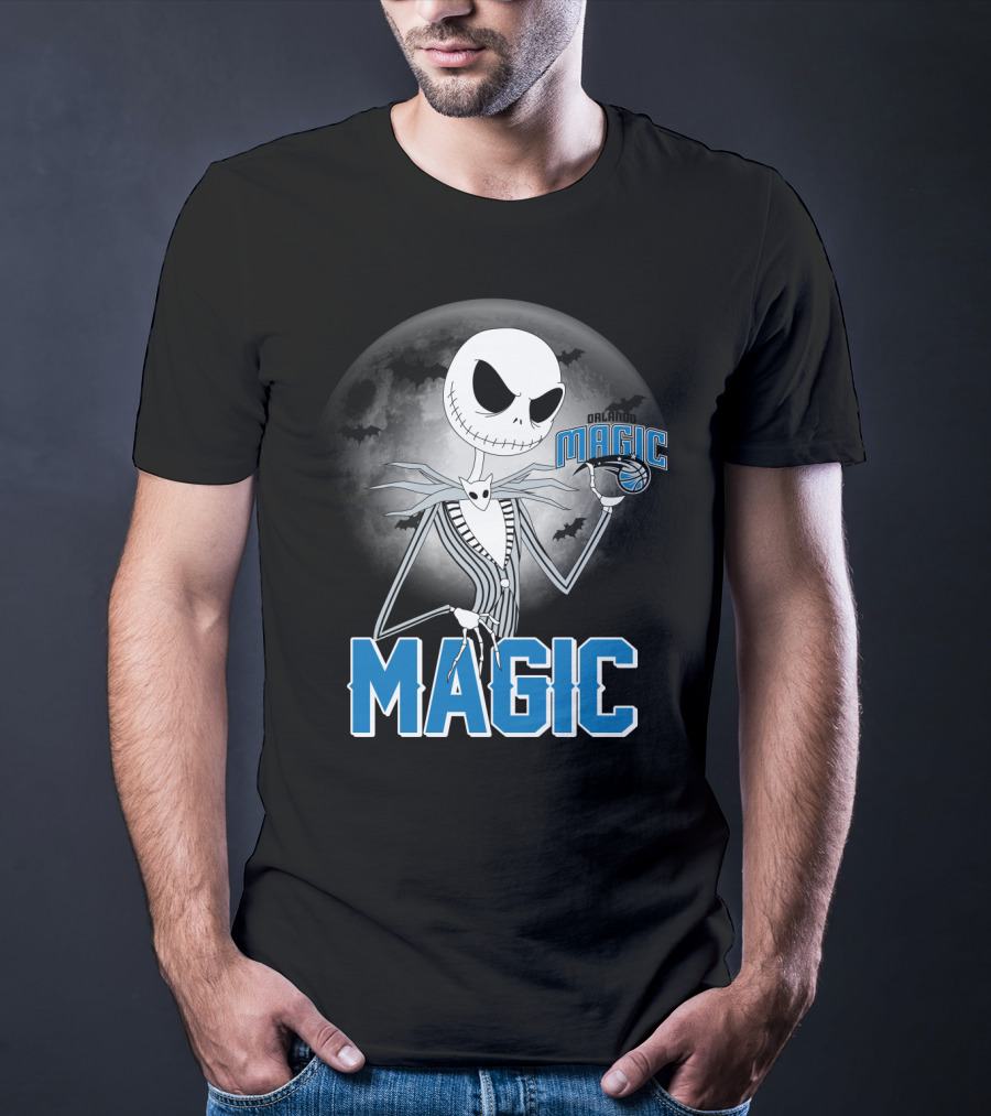 Jack Skellington Orlando Magic Halloween Moon Bats T-Shirt