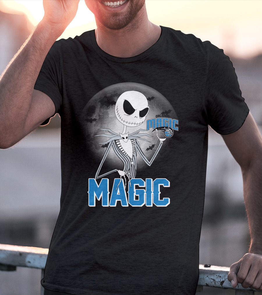 Jack Skellington Orlando Magic Halloween Moon Bats T-Shirt