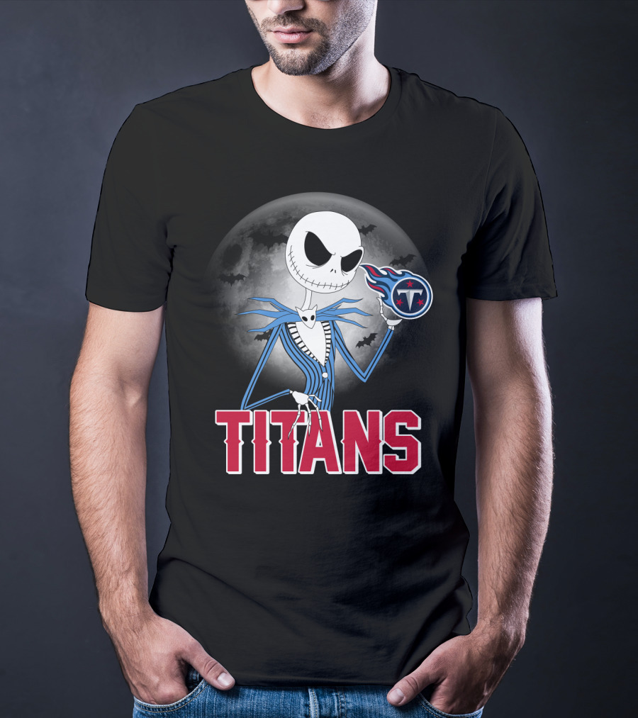 Jack Skellington Titans Halloween Night Tennessee Theme T-Shirt