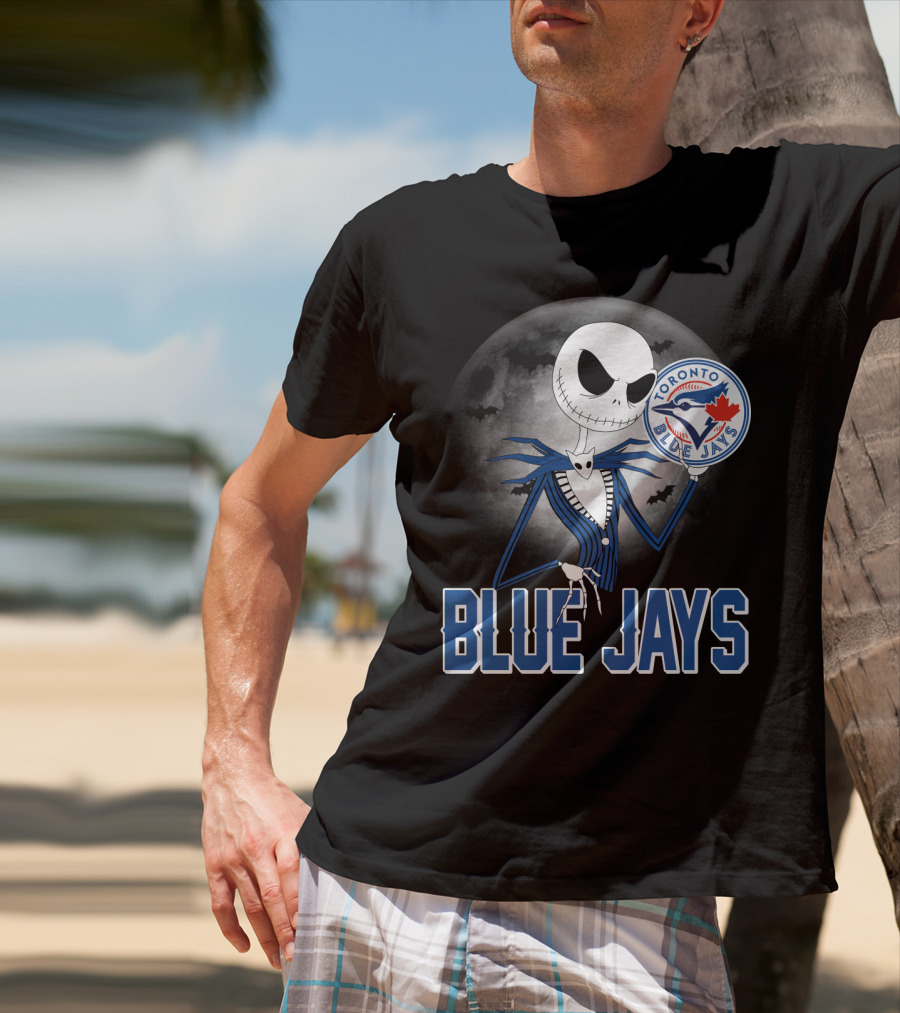 Jack Skellington Toronto Blue Jays Halloween Moon Bats T-Shirt