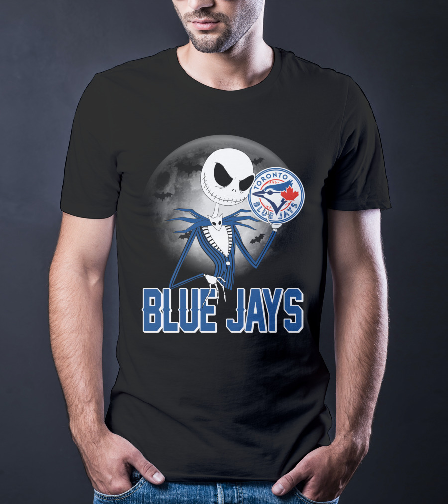 Jack Skellington Toronto Blue Jays Halloween Moon Bats T-Shirt