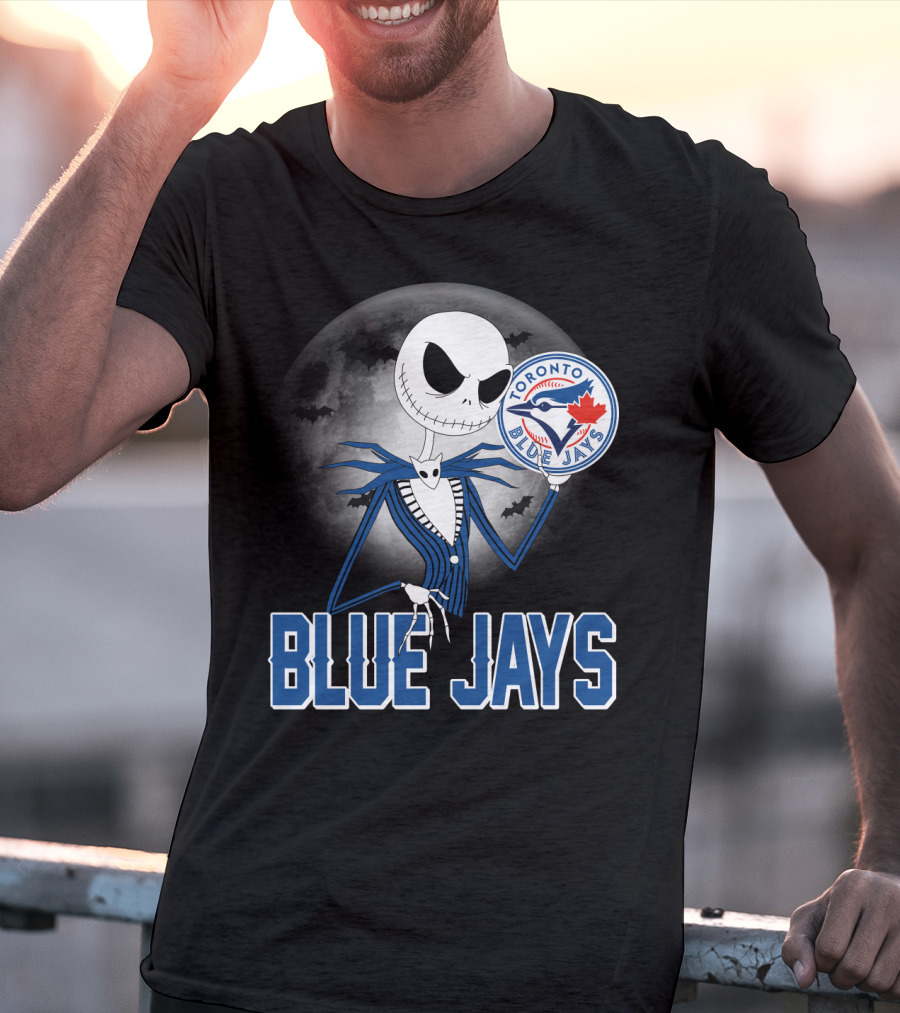 Jack Skellington Toronto Blue Jays Halloween Moon Bats T-Shirt