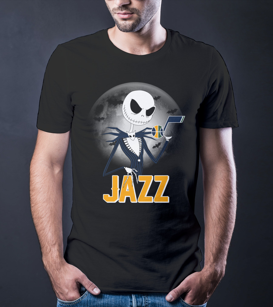 Jack Skellington Halloween Utah Jazz Moonlit Fans T-Shirt