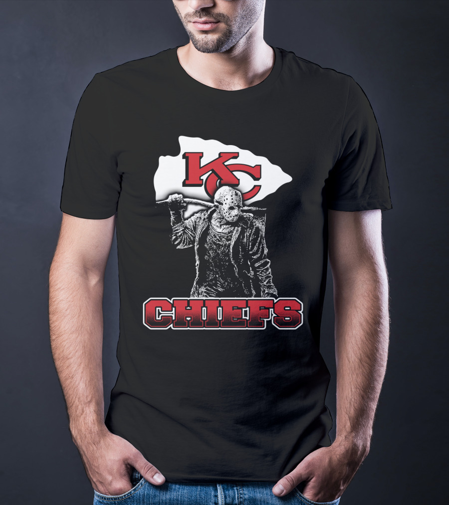 Jason Voorhees With Kansas City Chiefs Logo Chiefs Fans T-Shirt