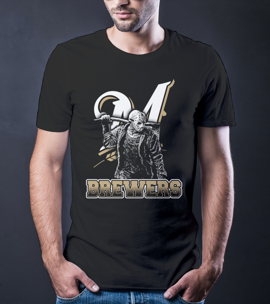 Mashup Of Jason Voorhees With Milwaukee Brewers Fans Aesthetic T-Shirt