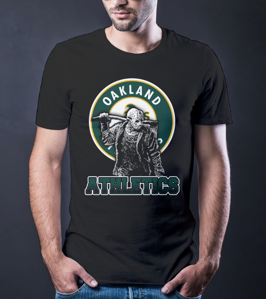 Oakland Athletics And Jason Voorhees Crossover Logo Fan T-Shirt