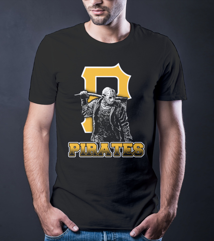 Jason Voorhees With Pittsburgh Pirates Symbol And Text Pirates T-Shirt