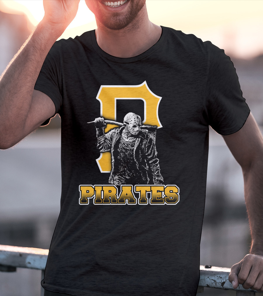 Jason Voorhees With Pittsburgh Pirates Symbol And Text Pirates T-Shirt
