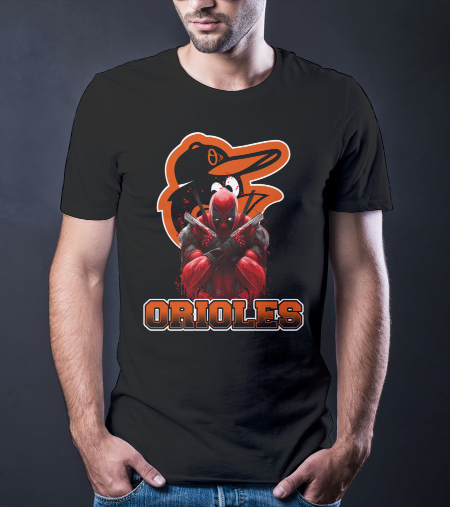 Baltimore Orioles Deadpool Mashup Orioles Logo & Character Crossover T-Shirt