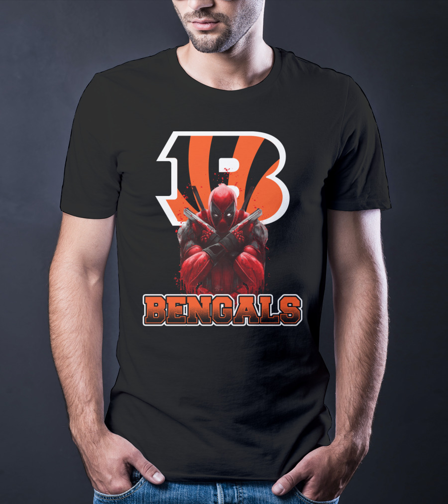 Deadpool Meets Cincinnati Bengals Nfl Crossover T-Shirt