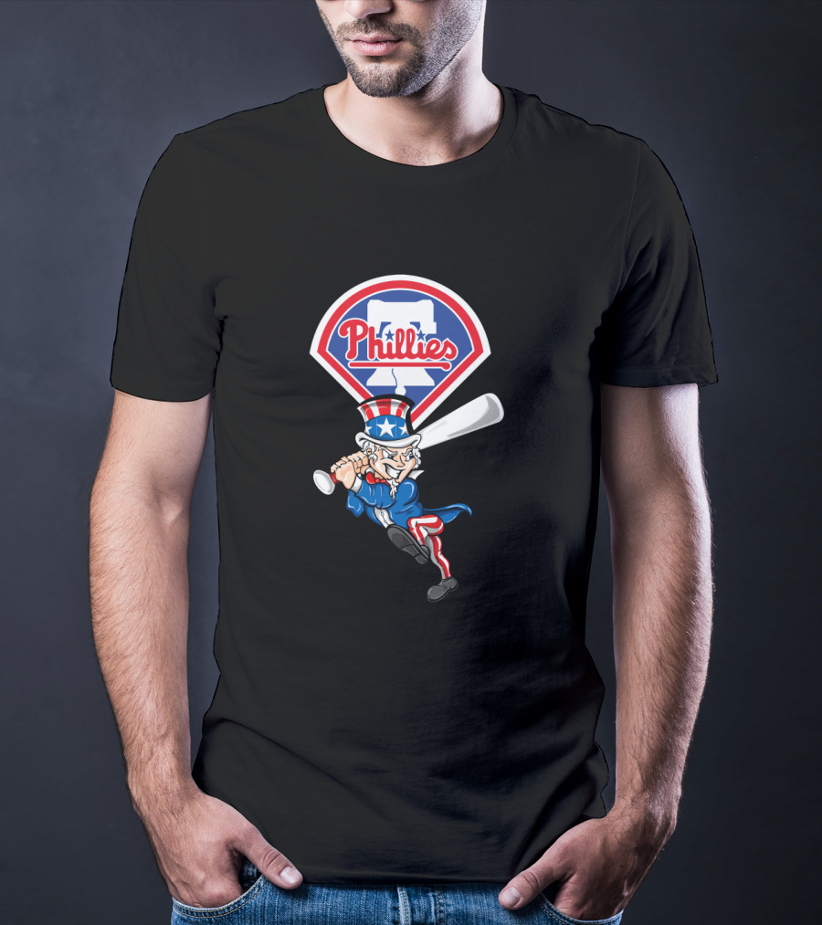 Philadelphia Phillies Uncle Sam 4Th Of July Baseball Swing T-Shirt