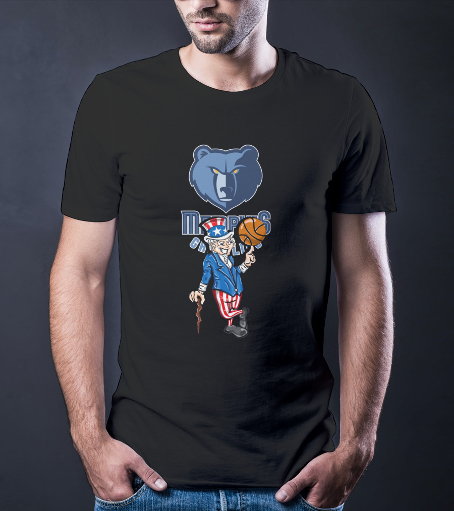 Memphis Grizzlies Uncle Sam 4Th July Bear Basketball Celebration T-Shirt