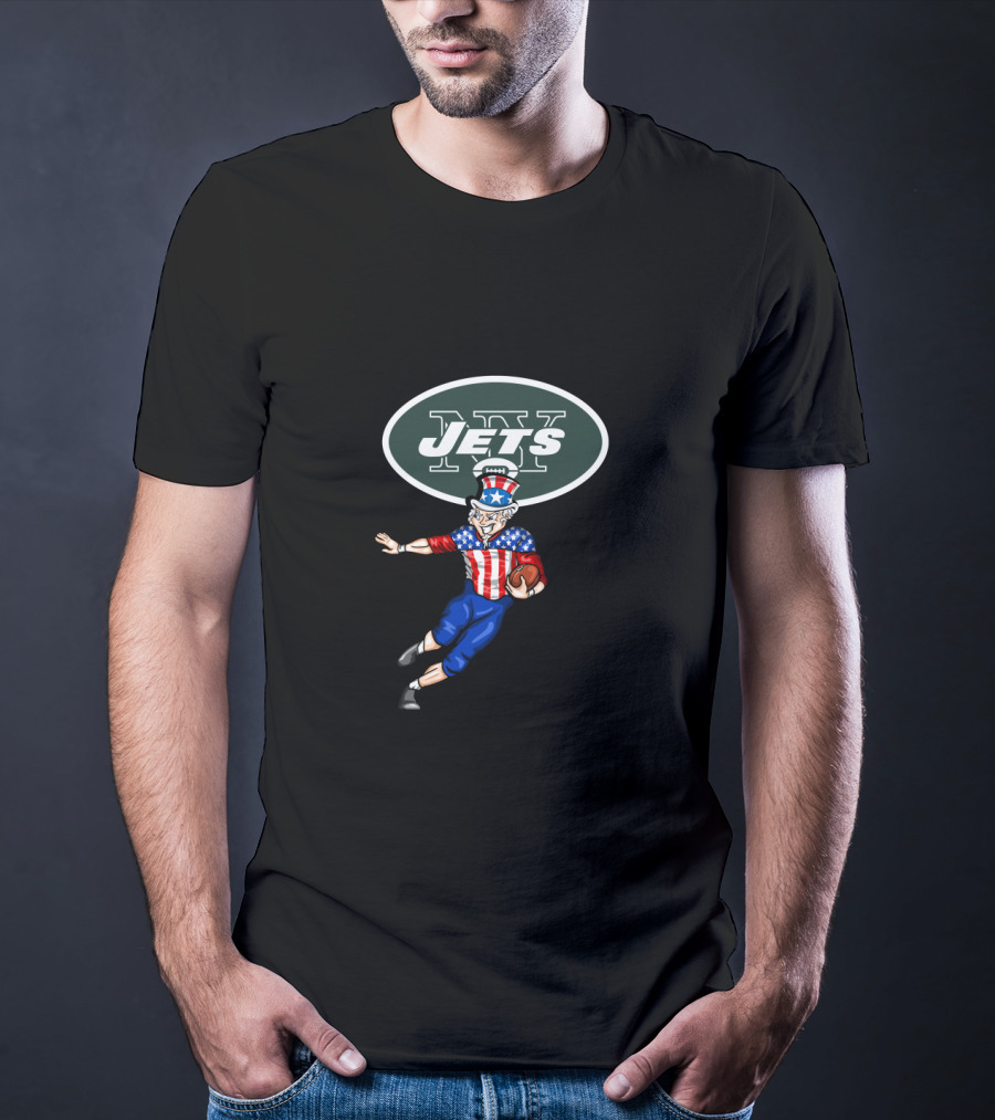New York Jets Uncle Sam Football 4Th July Usa Flag Theme T-Shirt