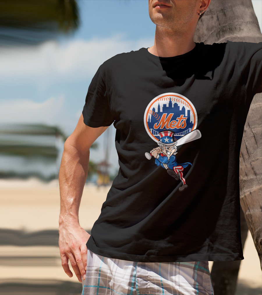 New York Mets Uncle Sam 4Th July Patriotic Baseball Swing T-Shirt