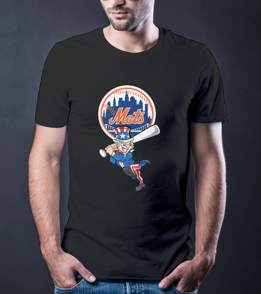New York Mets Uncle Sam 4Th July Patriotic Baseball Swing T-Shirt