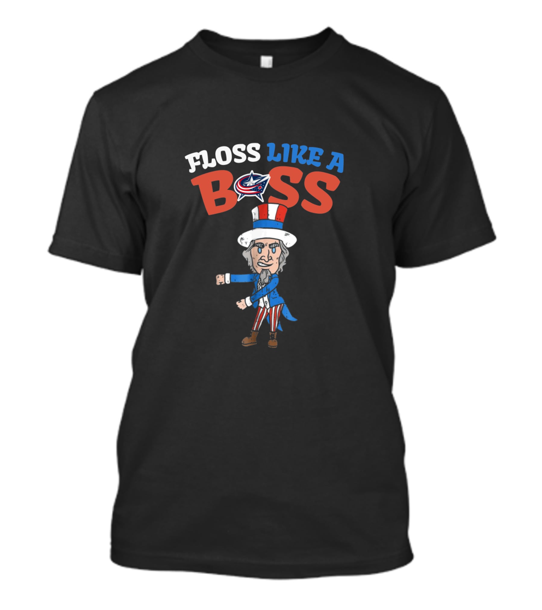 Floss Like A Boss Columbus Blue Jackets Uncle Sam 4Th July Celebration T-Shirt