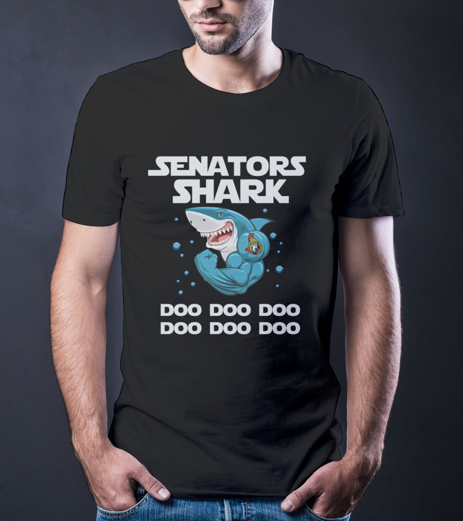 Senators Shark Doo Doo Doo Ottawa Senators Logo Bubbles T-Shirt