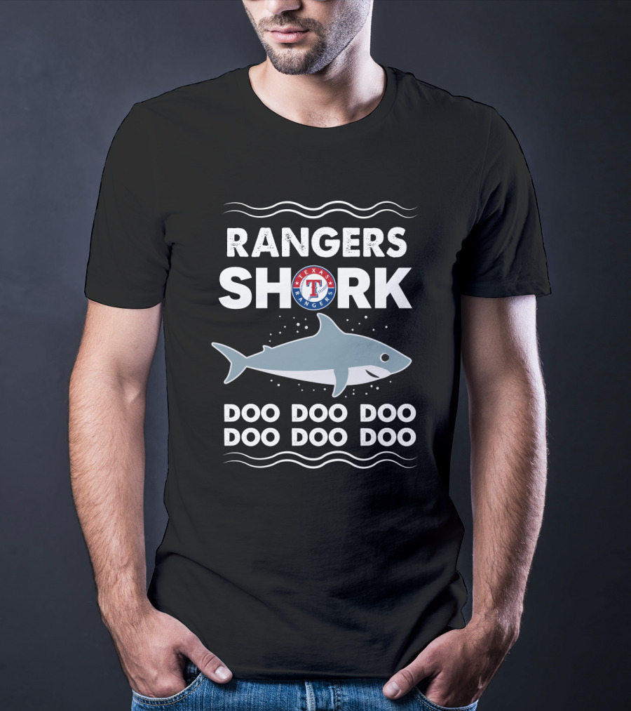 Texas Rangers Shark Doo Doo Doo Doo Baseball Team Fun Graphics T-Shirt