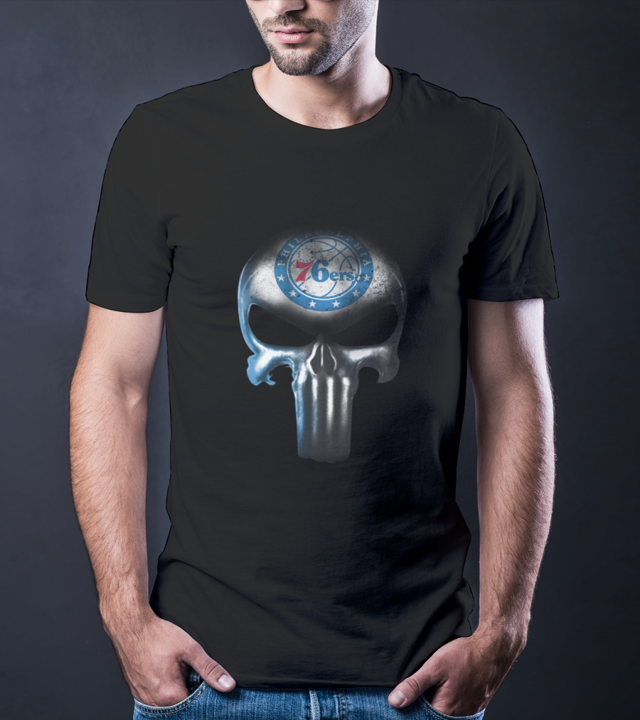 Philadelphia 76ers Punisher Skull Fans T-Shirt