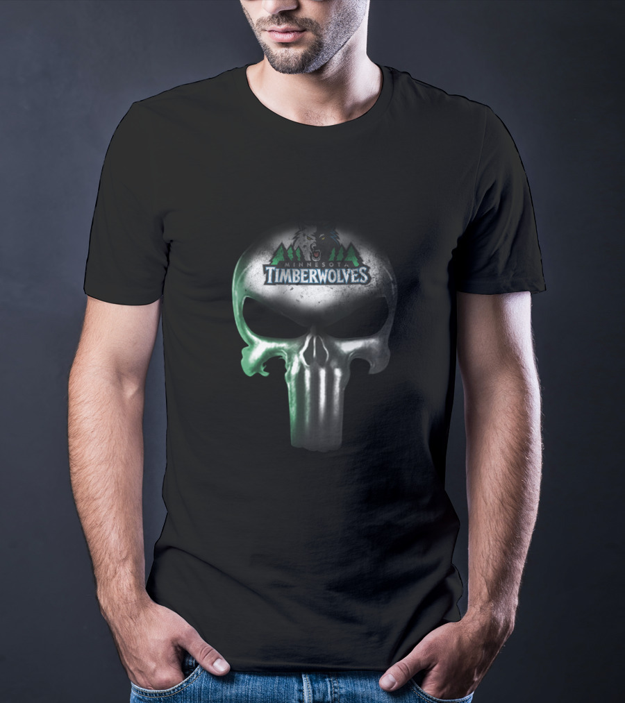 Minnesota Timberwolves Fans Punisher Skull T-Shirt