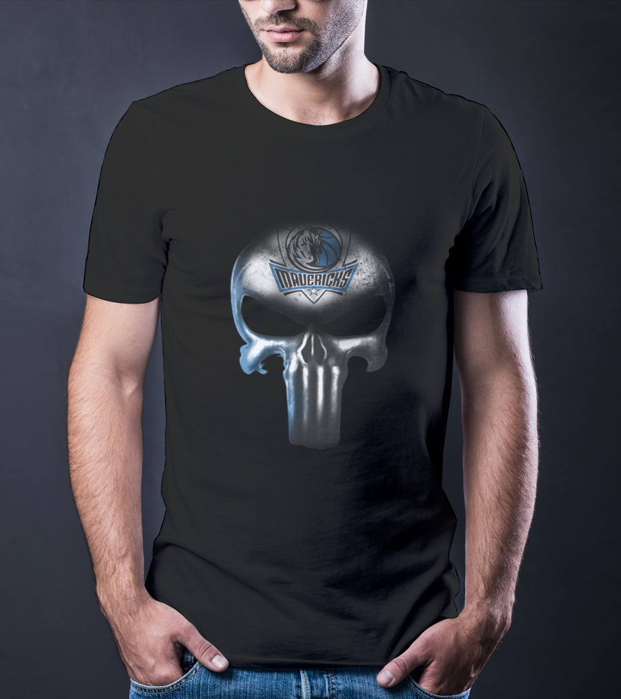 Dallas Mavericks Punisher Skull Logo Fusion For Fans T-Shirt