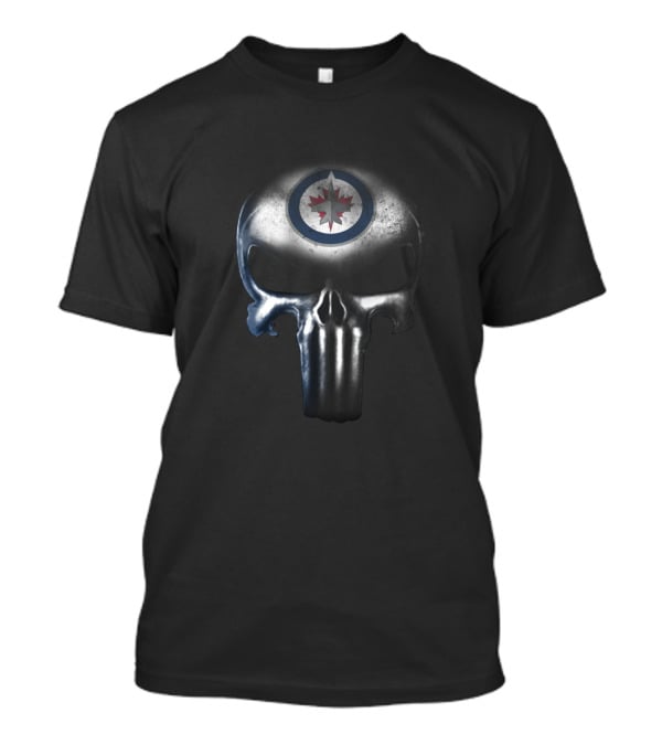 Winnipeg Jets Fans The Punisher Skull Logo Fusion T-Shirt