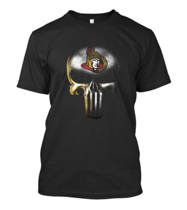 Ottawa Senators Punisher Skull Logo Fan Mashup T-Shirt