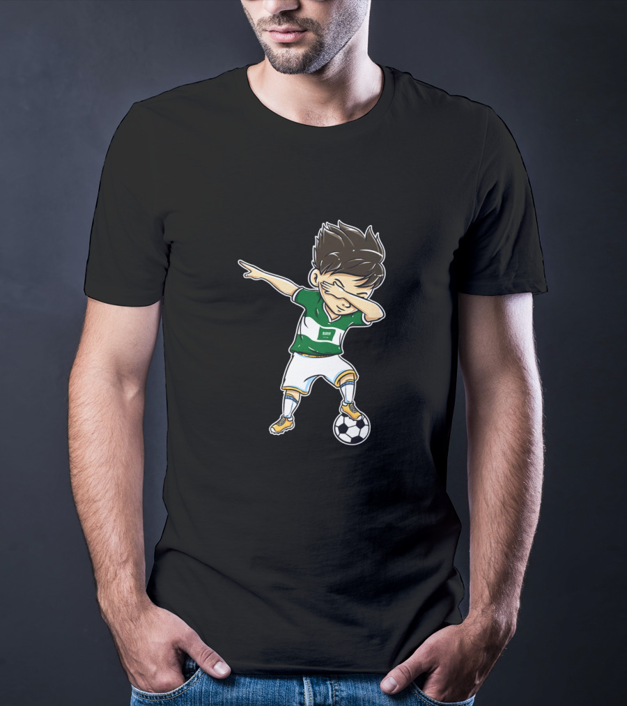 Dabbing Soccer Player In Saudi Arabia Jersey With Football T-Shirt