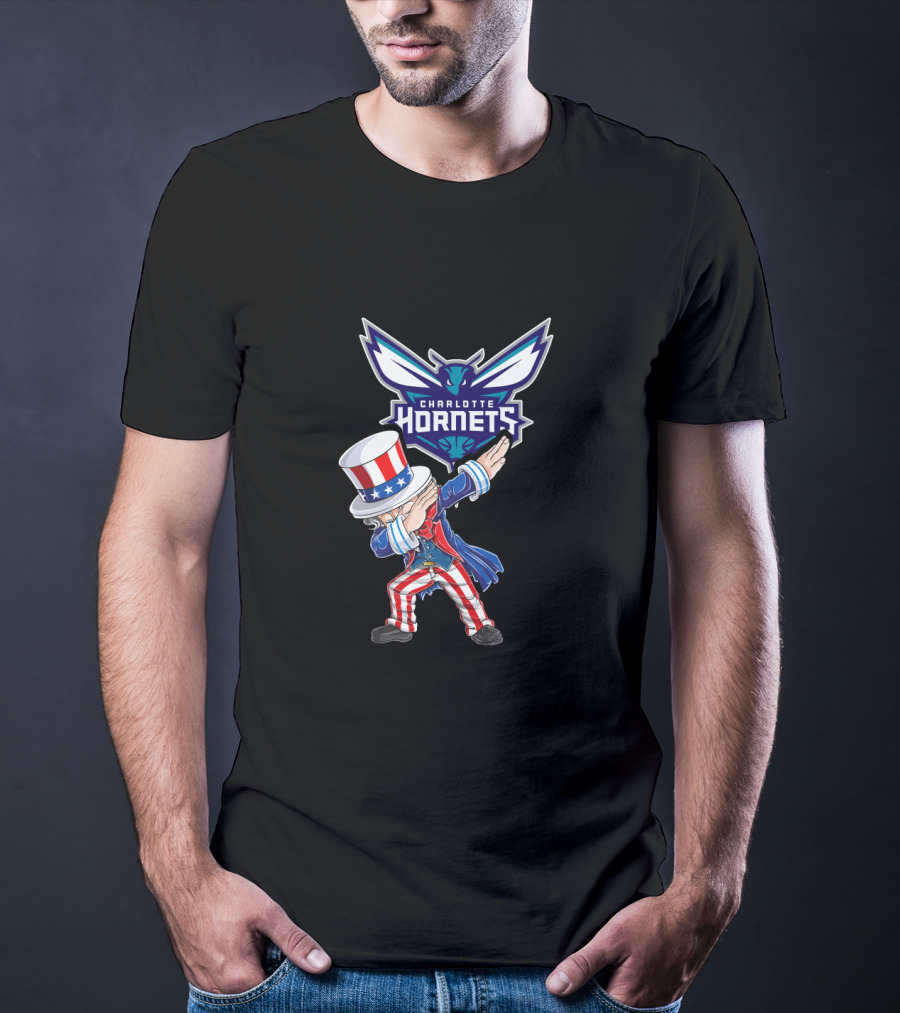 Uncle Sam Dabbing Charlotte Hornets For 4Th Of July Celebration T-Shirt