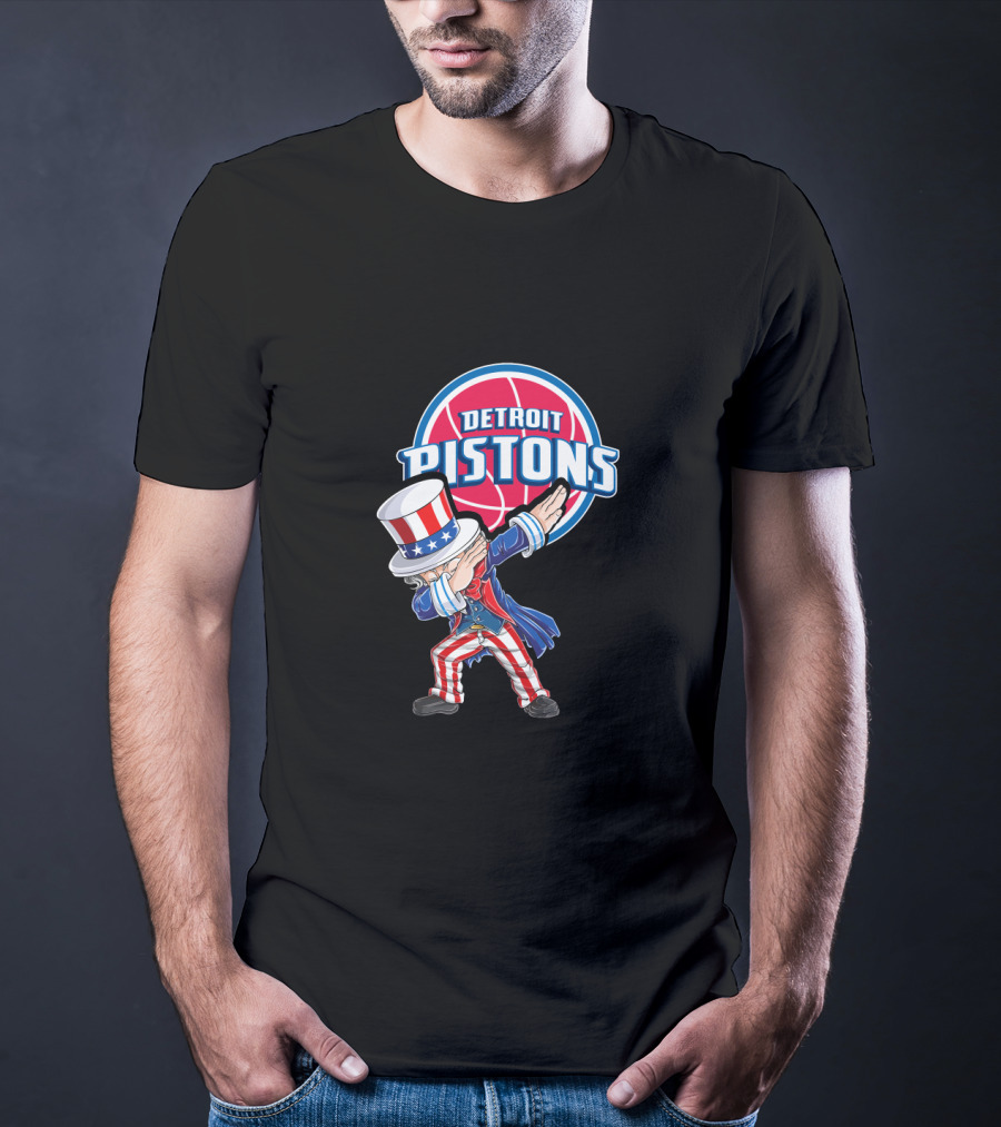 Uncle Sam Dabbing Detroit Pistons 4Th July Basketball Celebration T-Shirt