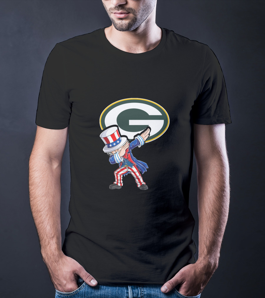 Uncle Sam Dabbing Green Bay Packers Nfl 4Th Of July T-Shirt