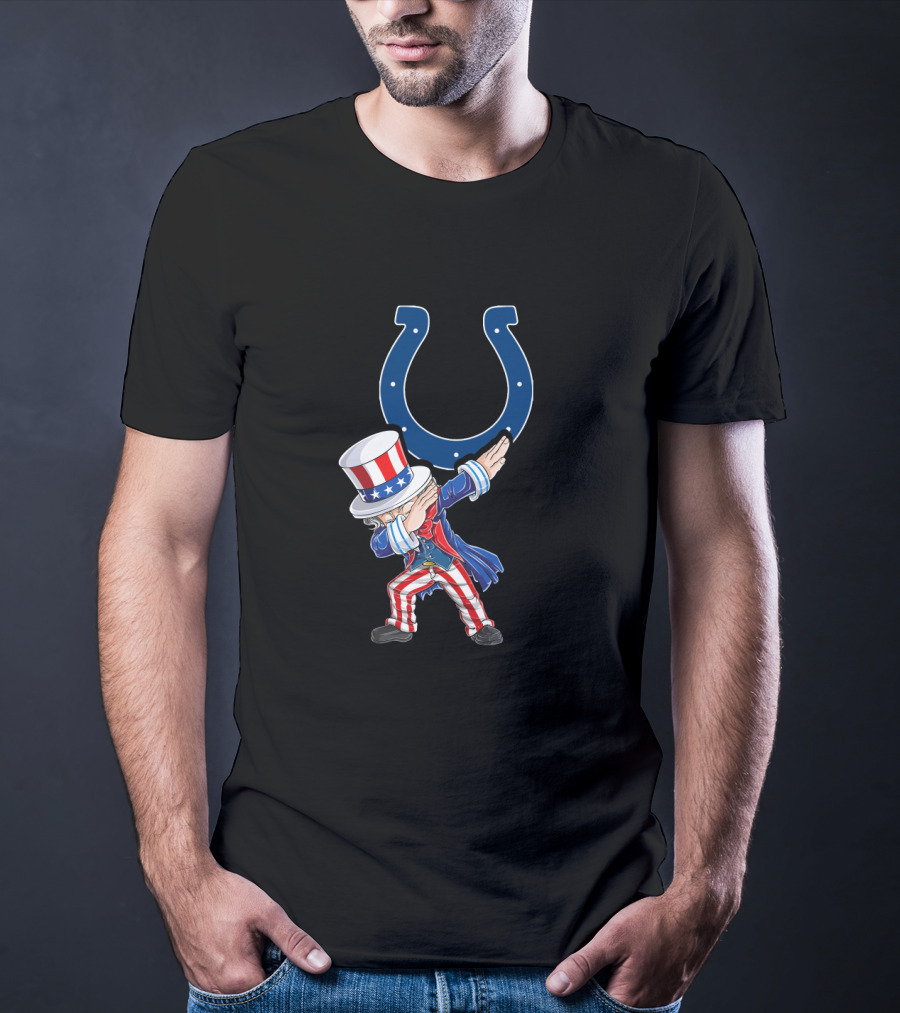 Uncle Sam Dabbing With Indianapolis Colts Horseshoe For 4Th Of July Celebration T-Shirt