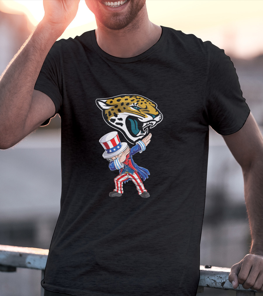 Uncle Sam Dabbing With Jacksonville Jaguars For 4Th Of July T-Shirt