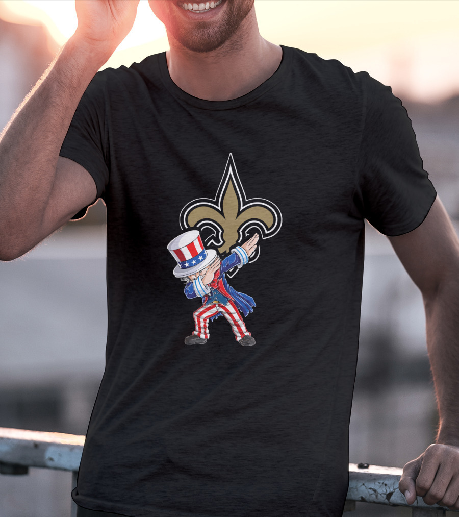 Uncle Sam Dabbing With New Orleans Saints Fleur-De-Lis For 4Th Of July Celebration T-Shirt