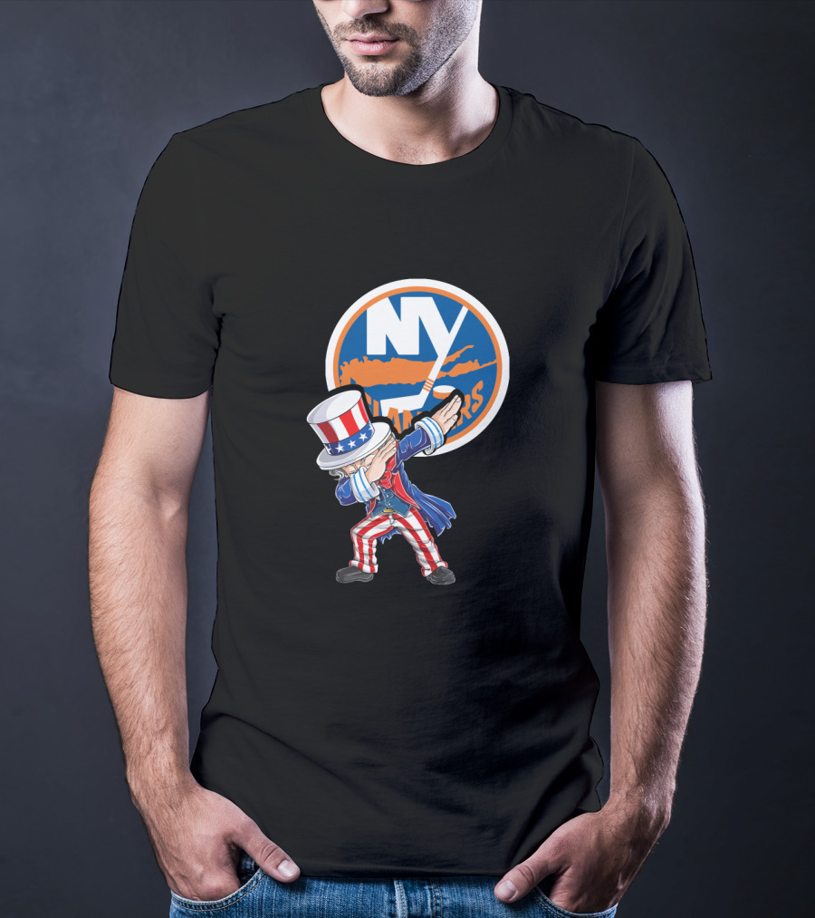 Uncle Sam Dabbing In Front Of New York Islanders Logo For 4Th Of July T-Shirt