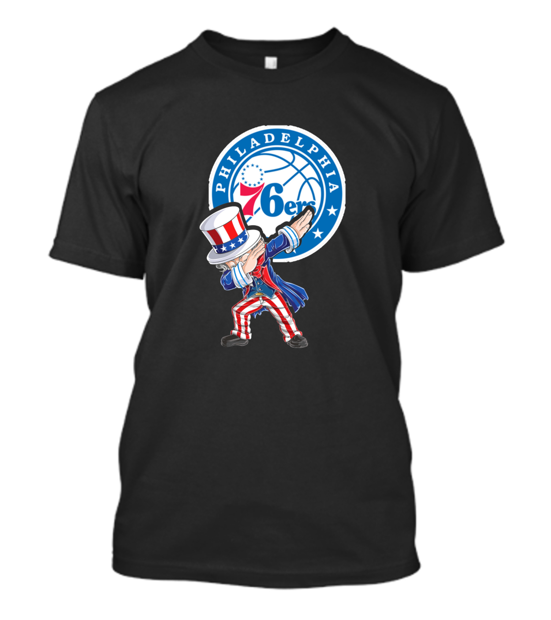 Philadelphia 76ers 4Th July Uncle Sam Dabbing Basketball Motif T-Shirt